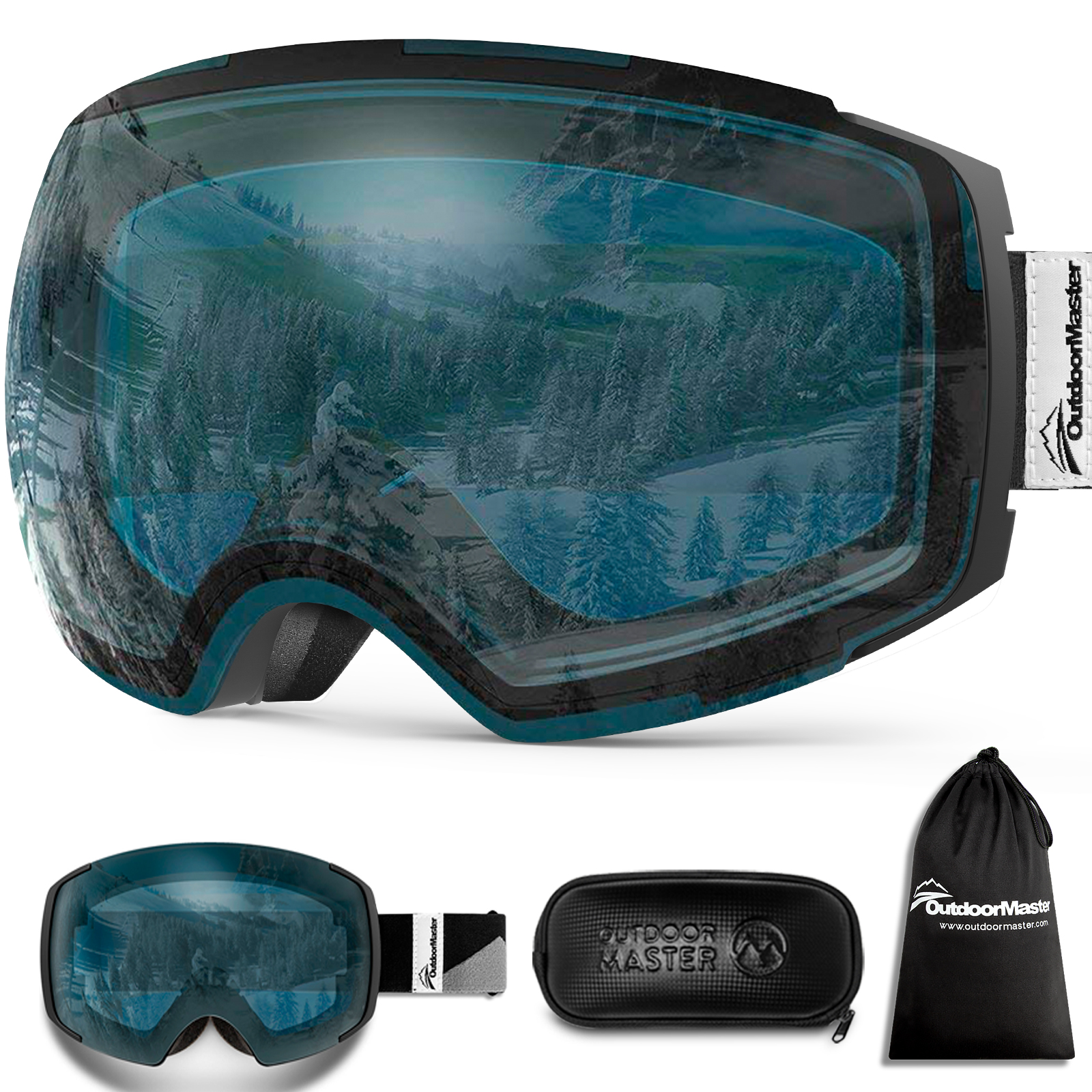 スキーゴーグル 両層磁気レンズ レンズ着脱可 UV100%カット メガネ対応