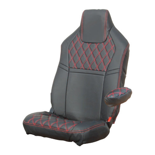 メーカー直送 ジェットイノウエ シートカバーCOMBI 標準シート用 日野’17プロフィア/’17レンジャー用 ブラック/赤糸 595343 ※代引・返品不可