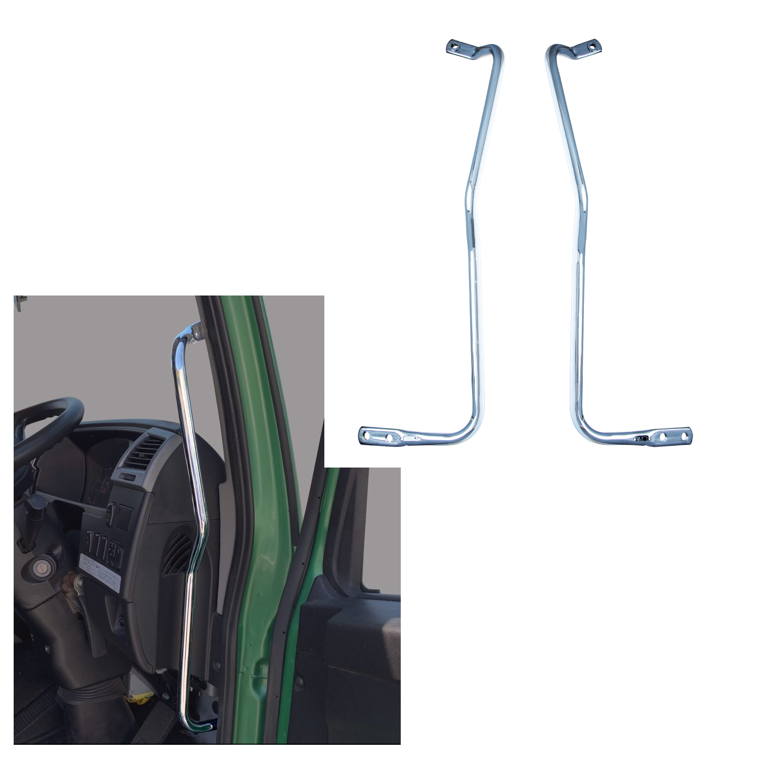 メーカー直送 ジェットイノウエ メッキアシストグリップ　三菱ふそう４ｔベストワンファイター用 左右セット 595666 ※代引・返品不可