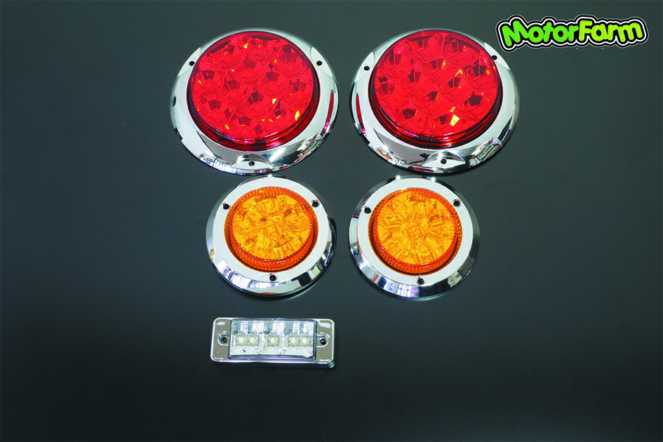 メーカー直送 モーターファーム ジムニーに汎用ＬＥＤテールランプセット メッキベゼル［L］ ※代引不可・返品不可｜男前ツール