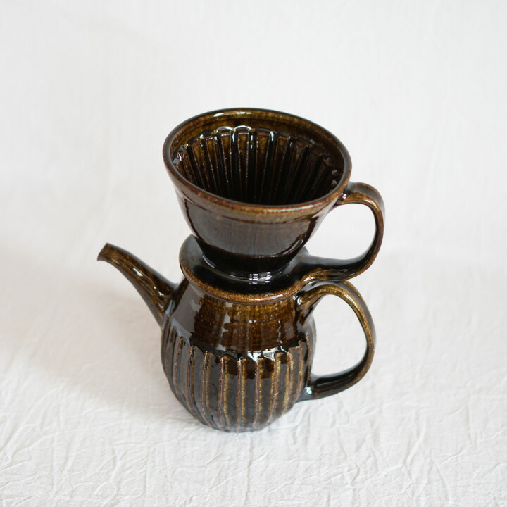 山本 泰三 飴釉縞ポット ドリッパー コーヒー お茶 紅茶 カフェ かっこいい おしゃれ 大人のうつわ 和食器 陶器 日本製 作家もの Hgcodedwelding Com