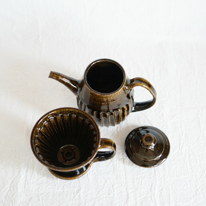 山本 泰三 飴釉縞ポット ドリッパー コーヒー お茶 紅茶 カフェ かっこいい おしゃれ 大人のうつわ 和食器 陶器 日本製 作家もの Hgcodedwelding Com