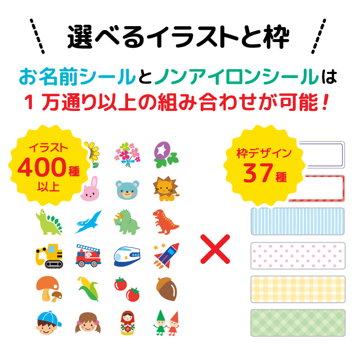 市場 お名前シール2点セットe 1 2営業日発送 送料無料 お名前シール 布用ノンアイロンシール