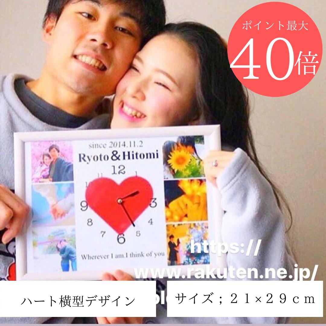 楽天市場 クリスマス いい夫婦の日 記念日 彼氏 プレゼント結婚式 誕生日 写真入り 記念日 お名前時計 Com 型 ハートデザイン 名入れ時計 名入れギフト 置時計 写真入りオーダーメイド ギフト プレゼント カップル 夫婦 誕生日 記念品 カップルギフト お名前時計