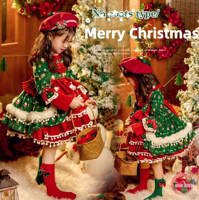 女の子 クリスマスワンピース 女の子 クリスマス コスプレ衣装 可愛い ロリータワンピース プリンセス風 ボリューム ティアードドレス 変身仮装 子供 クリスマス コスチューム グリーン