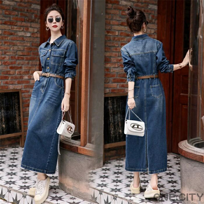 楽天市場】デニムワンピ ロング レディース ワンピース 春秋 楽天市場】デニムワンピ ロング レディース ワンピース 春秋