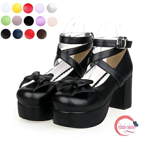 【限定500円OFF】ロリータ 靴 コスプレ お嬢様風ロリータ靴 ヒール8cm ハートヒールパンプス shoes ゴスロリ ロリータ コスプレ 女の子用 可愛いリボンのロリータパンプス シューズ 女の子靴 ロリ姫靴 ロリータ靴｜ONE CITY