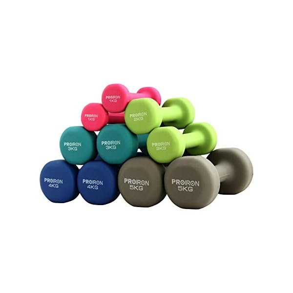 PROIRON ダンベル 10kg「2個セット」エクササイズ ネオプレンゴムコーティング [筋力トレーニン｜OnederfulShop