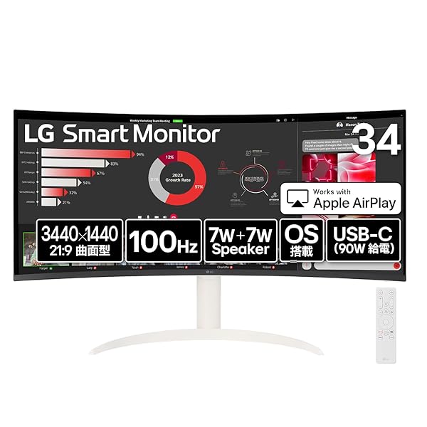 LG Monitor モニター ディスプレイ 34SR63QA-W 34インチ 曲面 1800R /21:9 ウルトラワイド(3440&times;1440)/100Hz/｜OnederfulShop