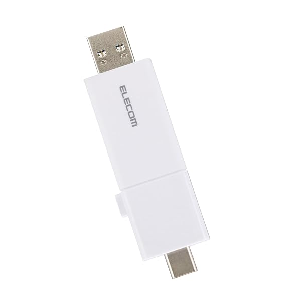 エレコム USB記憶装置 USB5Gbps相応う 横すべり式 Type-C＆Type-A両相応う 128GB 白いこと MF-WSAU3128GWH
