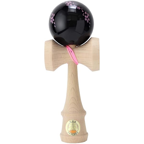日本けん玉同盟お墨付き New 引きくらべる用けん玉「天の原」さくら黒 国産品 (OZORA KENDAMA)