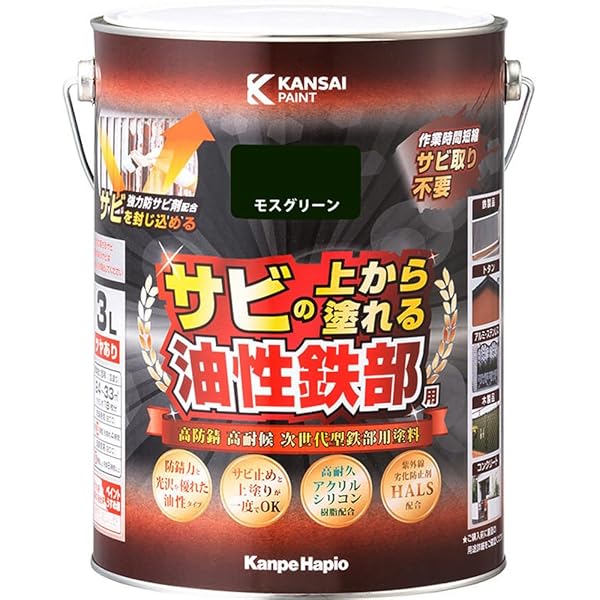 カンペハピオ えの具 えの具 油性 つやあり 鉄部用 高耐久 防サビ サビの上から塗れる 油性鉄