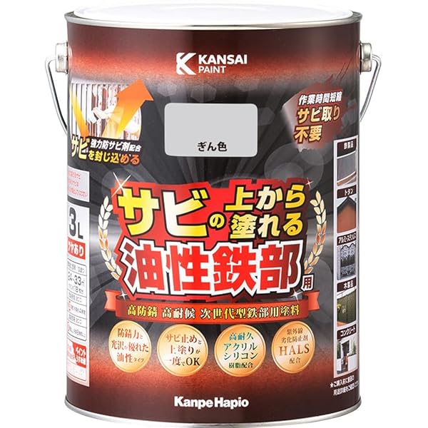 カンペハピオ えの具 えの具 油性 つやあり 鉄部用 高耐久 防サビ サビの上から塗れる 油性鉄