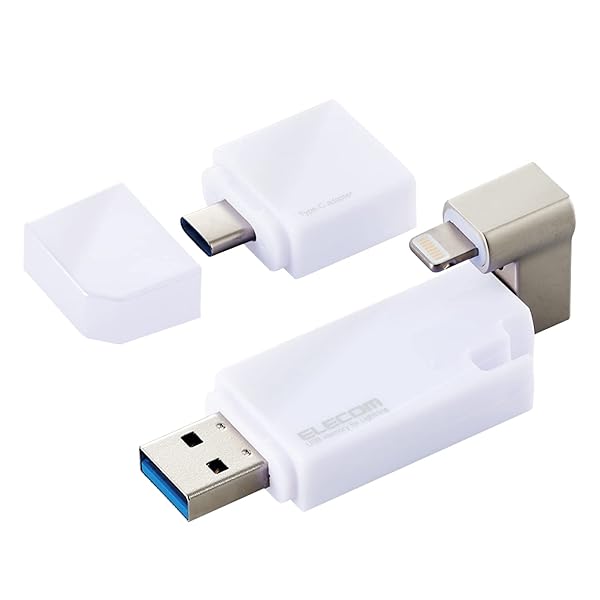 USB記憶装置 256GB Lightning MFI公許 [iPhone/iPad/ipod] USB3.2(Gen1) USB3.0相応う Type-C取り替えっこアダプター付 白いこと