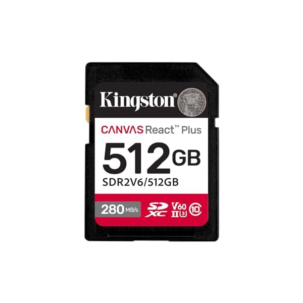 キングストン SDXC歌留多 512GB 最大限度280MB/s UHS-II V60 4K Canvas React Plus SDR2V6/512GB 生産品耐久年数継続期間