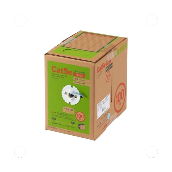 LANケーブル 100m 自作用 RoHS指令対応 CAT5e ライトブルー LD-CT2/LB100/RS｜OnederfulShop