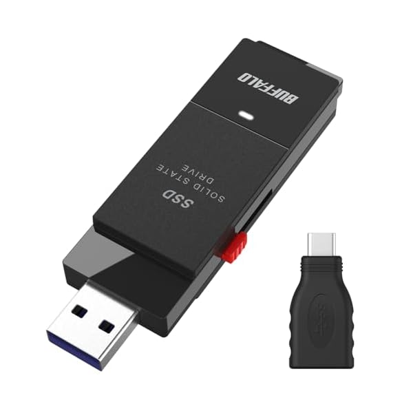 SSD 外付け 2.0TB USB3.2 Gen2 読込速度600MB/秒 PS5/PS4メーカー動作確認済 コンパクト 小型 Type-Cアダプター付属 ブラック 【 iPhone 17 / 17 pro 動作確認済み 】 SSD-SCT2.0U3BA/N｜OnederfulShop