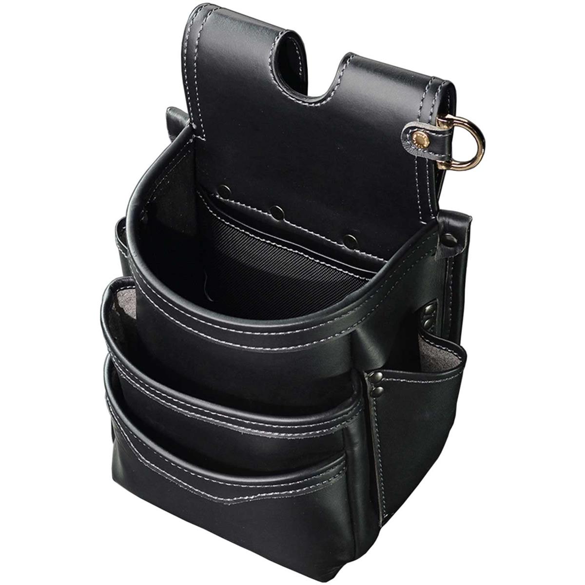 フジ矢(Fujiya) 腰袋3段 黒金 LIGHT PU LEATHER SERIES AB-23BG