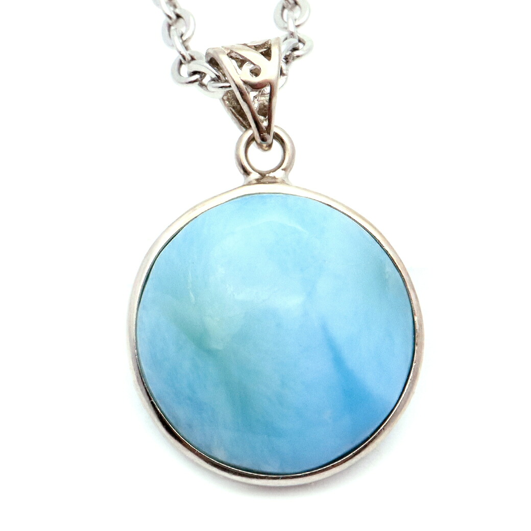 ラリマー ネックレス 天然石 ペンダント トップ Silver925 スカイブルー ドミニカ産 パワーストーン ブルー チャーム 1点物 Larimar プレゼント