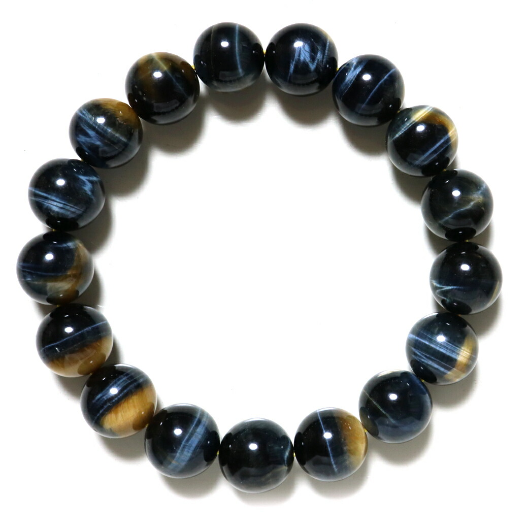 メンズ青虎目ブレスレット 数珠ブレスレット 約12ミリ 青虎目石 - 念珠ドットコム