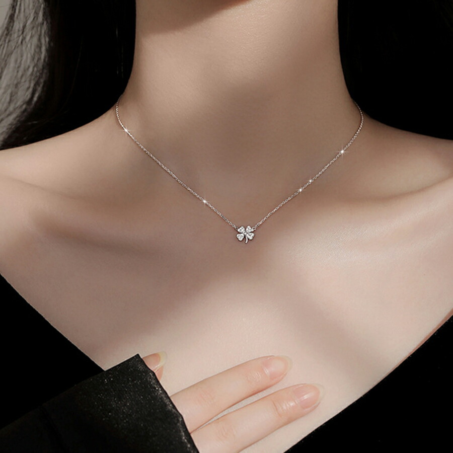 楽天市場】ネックレス レディース シルバー925 オニキス 四つ葉の