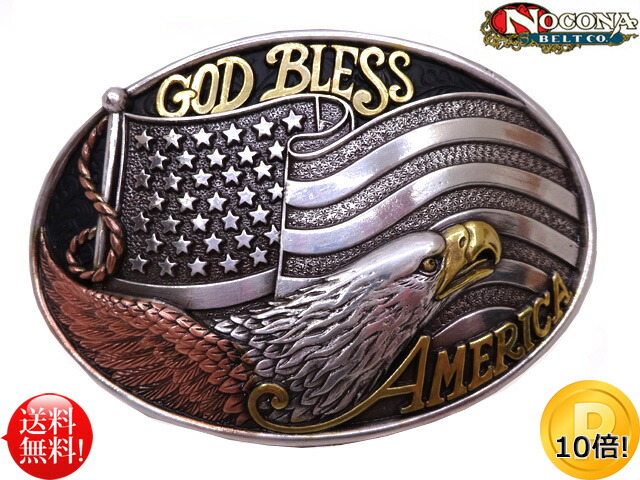【ネコポス対応！】 NOCONA 「GOD BLESS AMERICA」 ブロンズ ゴールド タイプ イーグル＆フラッグ オーバルバックル 42mm幅対応 メンズ 鷲 ワシ 星条旗 USA ノコナ アメカジ ウエスタン カントリー カウボーイ 乗馬 牧場 バイカー 衣装 西部劇 舞台 ダンス ベルト｜ＯＮＥ　ＡＮＤ　ＨＡＬＦ