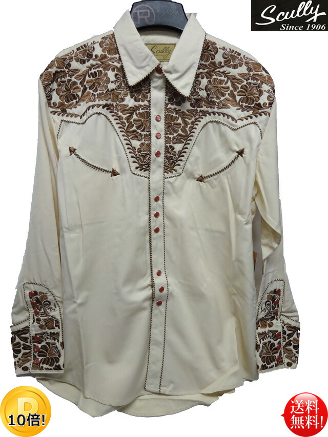 Scully スカリー メンズ フローラル縫い ウエスタンティーシャツ ベージュ 褐色 赤銅色 盛時 フラワー 索 パイピング 笑衣嚢 Usa カントリー 踊 牛飼い 乗馬 牧草地 上下一揃いの服 パフォーマンス 板 バイカー アメ横 石原ストアー 送料無料 Scullyから定番流行の
