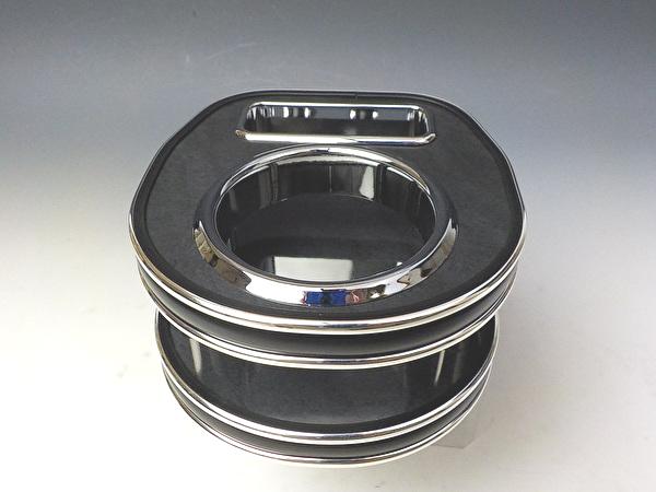 【売り切り お買い得】MK53Sスペーシア（17/12～）シフトノブ横　カップホルダー　ブラックウッド　BKｘシルバー カスタム カスタムパーツ 車内収納 高級感 インテリア性 ドリンクホルダー 日本製 自社製作 職人仕上げ カー用品