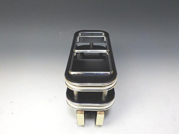 【売り切り お買い得】LA900タフト前期(20/6～）フロントセンターカップホルダー 　レザーブラック　BKｘフルメッキ（カップ四角2個、 携帯大1個仕様）｜one creation