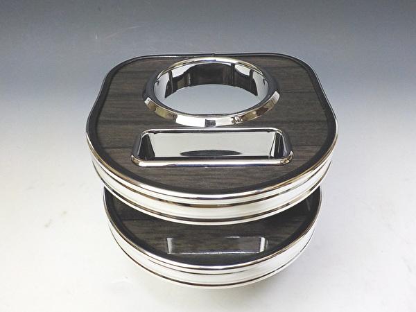【売り切り お買い得】MK53Sスペーシア（17/12～）純正ドリンク用カップホルダー 運転席側　ブラックチェリー　BKｘフルメッキ カスタム カスタムパーツ 車内収納 高級感 インテリア性 ドリンクホルダー 日本製 自社製作 職人仕上げ カー用品