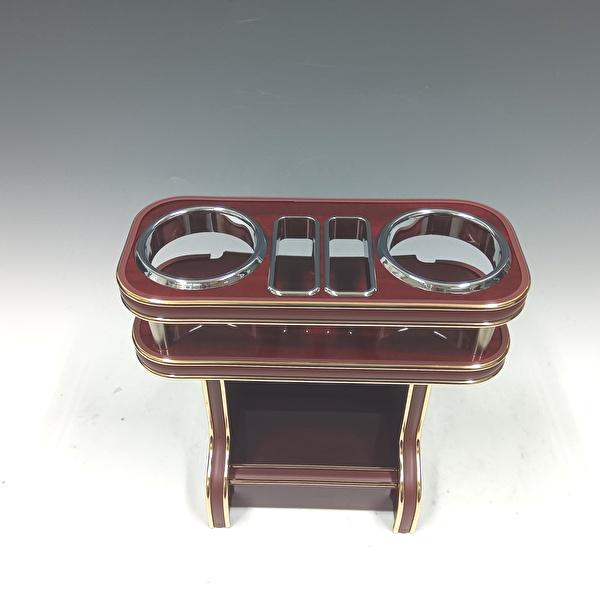 【売り切り! お買い得】30ヴェルファイア/アルファード前期（15/1〜) リアカップホルダー　カリン　茶xゴールド カスタム カスタムパーツ 車内収納 高級感 インテリア性 ドリンクホルダー付き 日本製 自社製作 職人仕上げ カーアクセサリー カー用品 車用収納画像