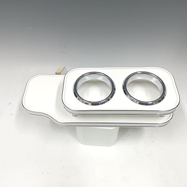 【売り切り! お買い得】NV100 クリッパーバン(15/3～)　フロントテーブル 　ホワイト　ＷＨｘシルバー　 カスタム カスタムパーツ 車内収納 高級感 インテリア性 ドリンクホルダー 日本製 自社製作 職人仕上げ カー用品｜one creation