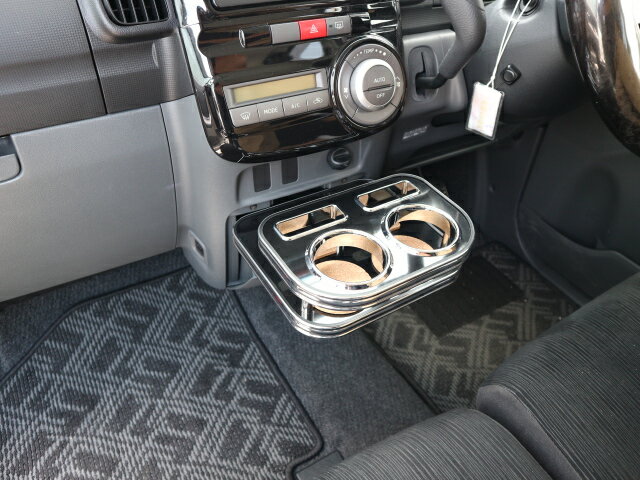 RKステップワゴン サイドテーブル 運転席側 助手席側セット BKxフルメッキ レザーブラック