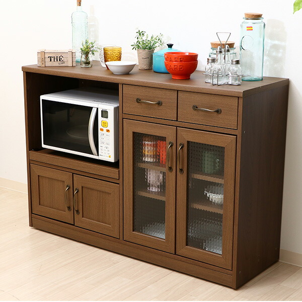 【送料無料】キッチン収納 キッチンカウンター 幅120cm カウンターテーブル 食器棚 引き戸 引出し レンジ台 レンジボード 収納 キッチン キッチンキャビネット キッチンラック 多目的 間仕切り ロータイプ キッチンチェスト 台所収納 キッチンボード