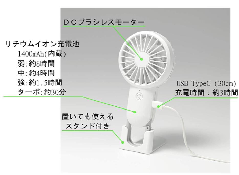 リズム RHYTHM 携帯扇風機 白 ホワイト USBファン 充電式 カラビナ 小型 強力 DCブラシレス 節電 海外輸入