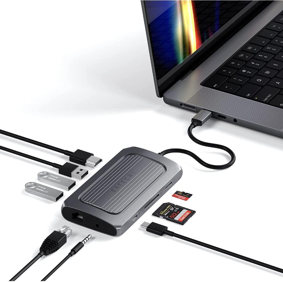 開梱品 動作確認済 新品同様 OPP包装 Satechi USB4 マルチ USBCハブ 9in1 PD充電 イーサネット 最大8K HDMI (MacBook Pro/M1/M2対応)