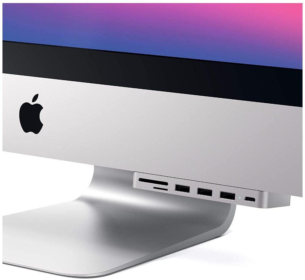 Satechi USB-C クランプハブ (シルバー) (2017/2019/2020 iMac/iMac Pro対応) (2021 iMacは非対応)USB-Cデータ USB-A3.0 Micro/SDリーダー