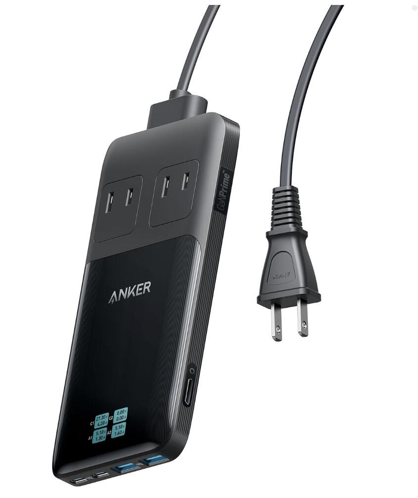 Anker Prime Charging Station (6-インチ-1, 140W) 【目あたらしい科学技術Anker GaNPrimeやとい入れる/差し込み差込口 2口 / USB-C 2界面 / USB-A 2界面 / PSE科学技術標準尺度其れ相応】iPhone Galaxy Android かっこ良い電話機 MacBook 万覚え帳パソコン 各種 余分の物計器相応う（黒いこと）