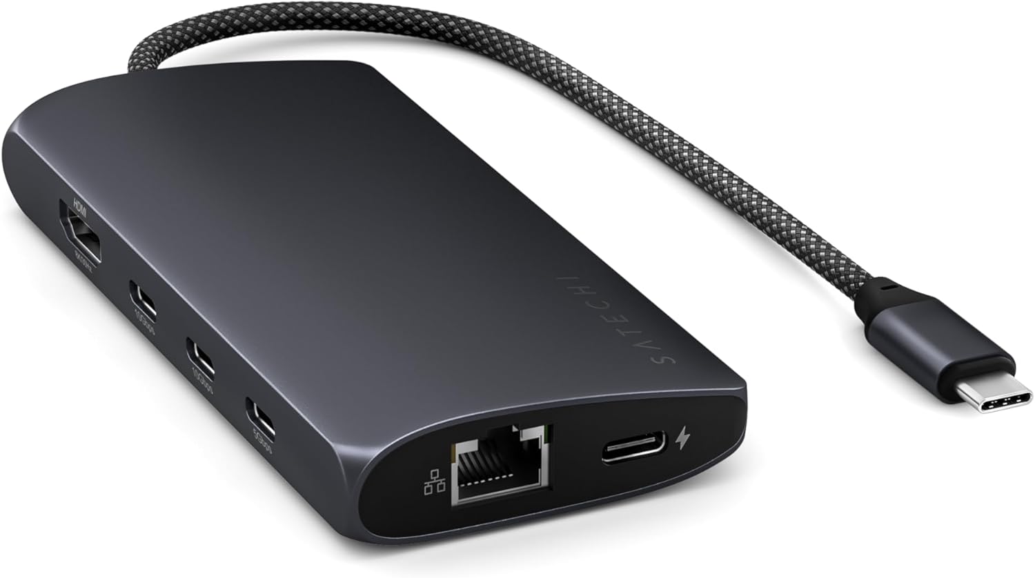 SATECHI 8 in 1 USB-C ハブ マルチポートアダプター ミッドナイト V3 – 8K@60Hz HDMI、100W 充電、4×USB データポート、Ethernet、SDカードリーダー搭載 – ノートPC、MacBook Air & Pro M5/M4、iPad、Windows 対応|ONE DAY ONE STYLE