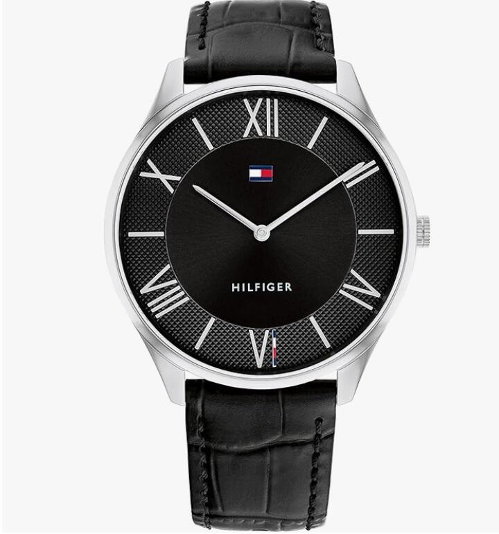 [トミーヒルフィガー]ウオッチ メンズ 1710516 黒いこと なめし革 分かりやすい 薄型 水晶 TOMMY HILFIGER 商行為 心地よい 一般受け ブランド名