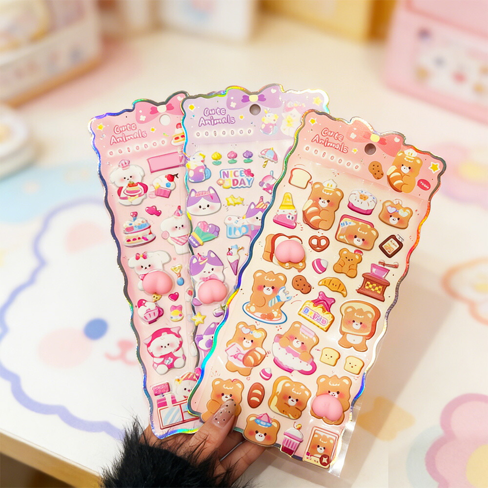 【2026年モデル】 90枚 シール ぷくぷく ぷっくり 立体 おしり デコ ステッカー ぷにぷにシール 手帳 キャラクター スマホケースデコ｜くらし日和店