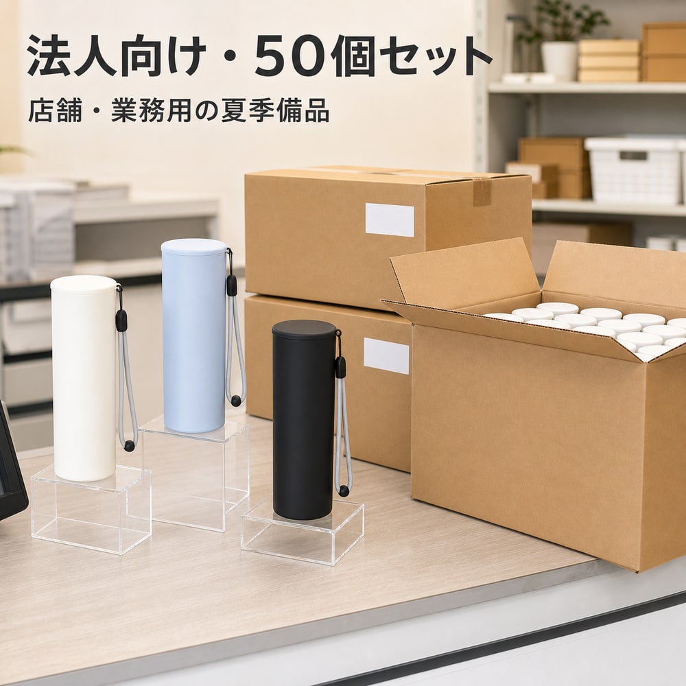 【店舗・業務スタッフの暑さ対策】【法人向け50個セット】夏季備品を一括準備 法人用 BWS 携帯氷のう 水筒型 冷温スティック アイスパック 暑熱対策|くらし日和店
