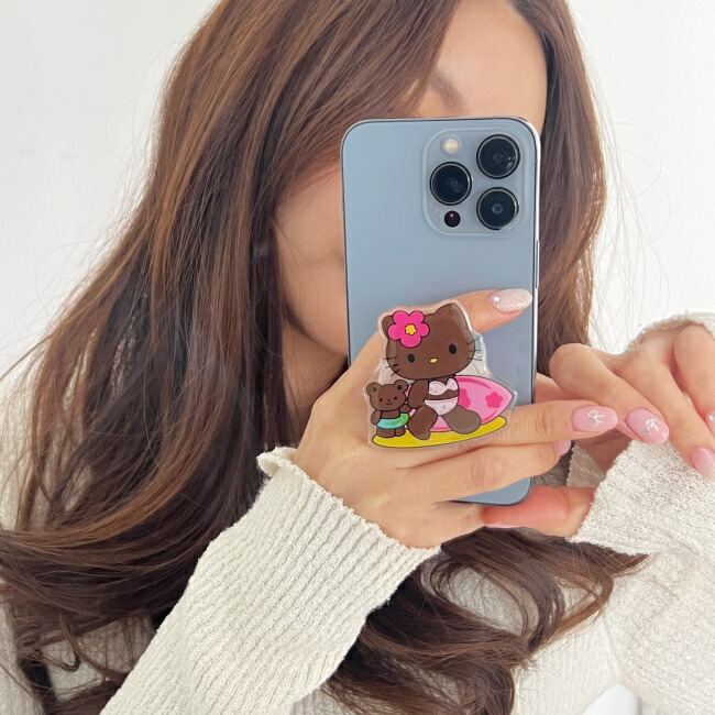✨韓国オリヤン 完売✨未開封4個 日焼けキティ ハンガーポーチ・スマホグリップ等 ✨韓国限定✨日焼けキティ ハンガーポーチ・タオル・スマホ