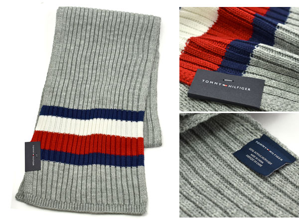 【楽天市場】TOMMY HILFIGER トミー ヒルフィガー メンズマフラー 横ライン チャコールヘザー H8C83248-070-CHA