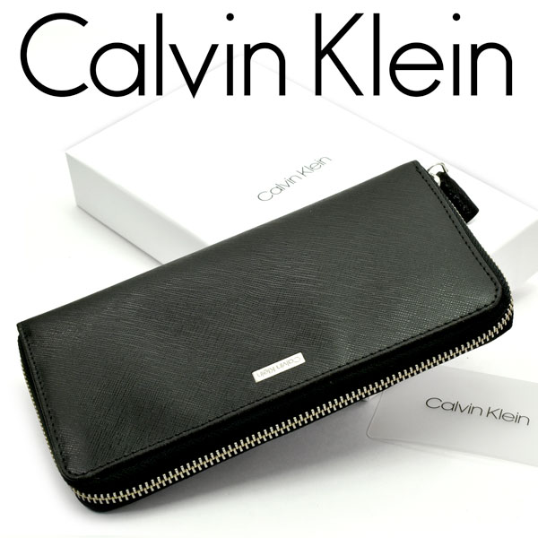 calvin klein black leather wallet