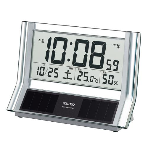 【SEIKO CLOCK】セイコー ハイブリッドソーラー 温湿度表示つき 電波置時計 SQ690S【ネコポス不可】|1MORE(ワンモア)