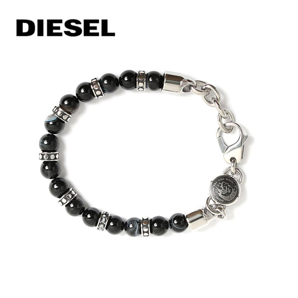 ディーゼル  腕輪 DIESEL 分かりやすい 黒いこと しろがね色 メンズ DX1163040