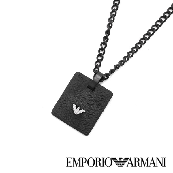 エンポリオアルマーニ  首飾り・シャンデリヤ EMPORIO ARMANI 2個仕掛ける ロゴタイプ しろがね色 米国海軍 メンズ EGS2941001