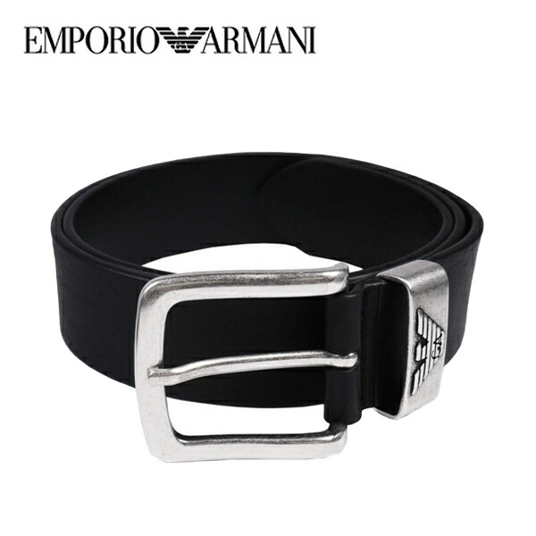 【4/14～4/17 10％オフクーポン配布中】エンポリオアルマーニ ベルト EMPORIO ARMANI レザー ブラック メンズ Y4S201-YDD6G