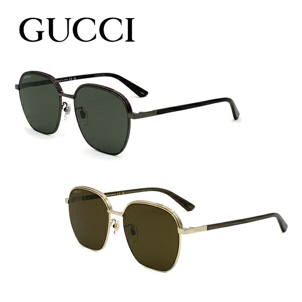 【4/14～4/17 10％オフクーポン配布中】グッチ サングラス ユニセックス ルテニウム×グレー/ゴールド×ブラウン GUCCI アジアンフィット UVカット 紫外線カット メンズ レディース GG1100SA